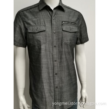 Men's cotton slub fabric casual shirt